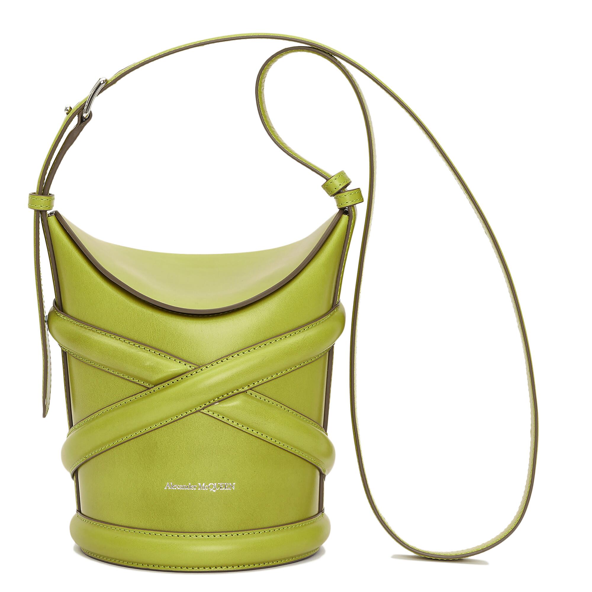 The Curve calf leather bag from Alexander McQueen in lime green