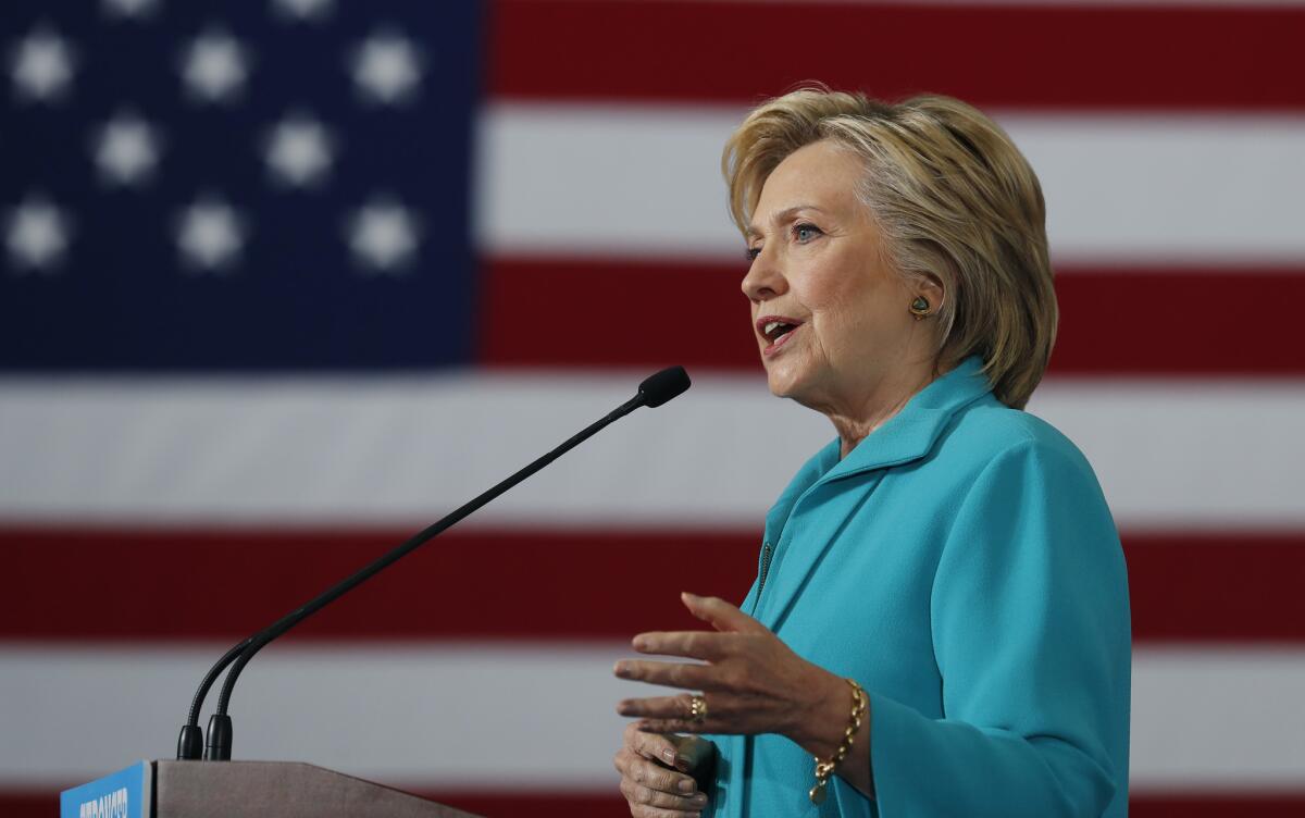 Democratic presidential nominee Hillary Clinton speaks in Reno on Thursday.