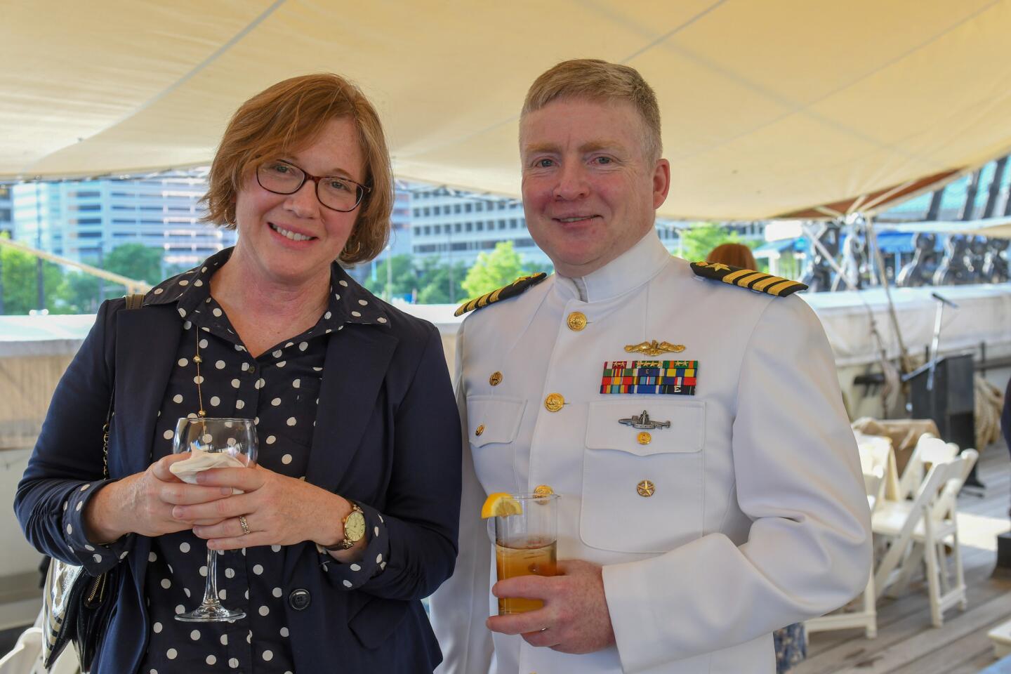 Joyce Mong and Capt. Troy Mong attended Historic Ships' Captain's Jubilee on board the USS Constellation.