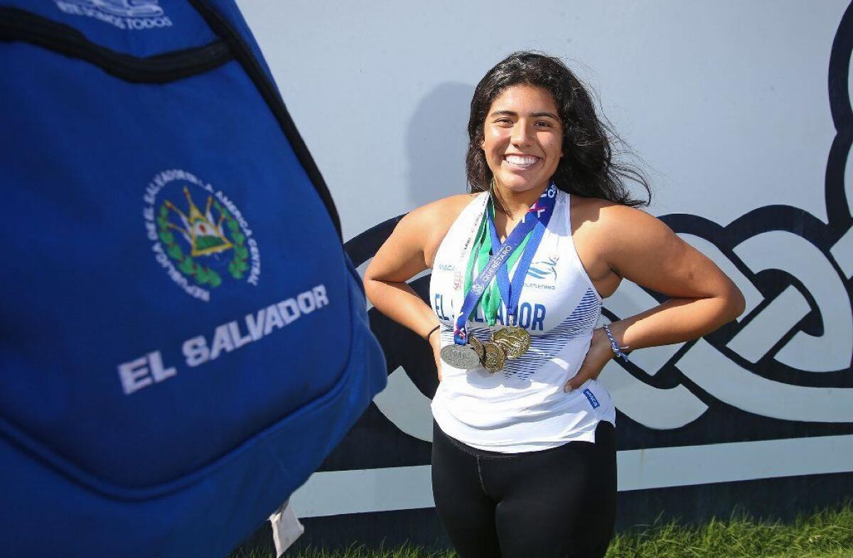 Marina High thrower Alejandra Rosales holds the El Salvador national record for under-18 and under-20 in girls' discus throw with a mark of 143-9.