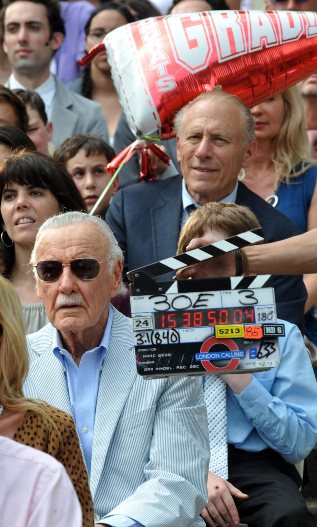 Stan Lee films a cameo on "The Amazing Spiderman-2" on June 2, 2013 in New York City.