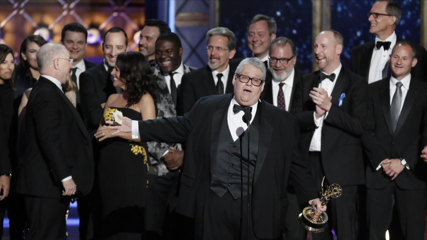 Executive producer David Mandel and the cast and crew of "Veep" accept the award for comedy series for "Veep."