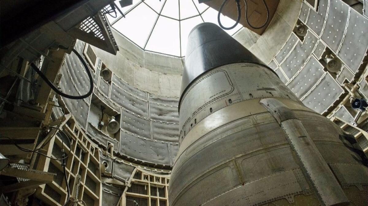 FILE -- A deactivated Titan II nuclear ICMB is seen in a silo at the Titan Missile Museum on May 12, 2015 in Green Valley, Arizona.