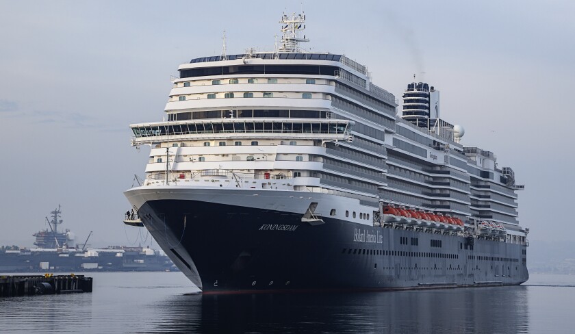 The Holland America cruise ship Koningsdam at the B Street Pier in December.