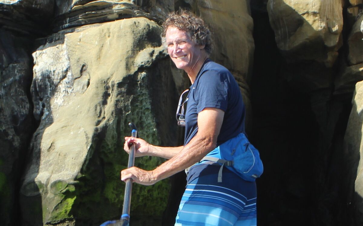 Jeff Koch (pronounced ‘Cook’) returns to the scene of the 1977 rescue that made him the namesake of the Koch’s Crack sea cave at La Jolla Cove.