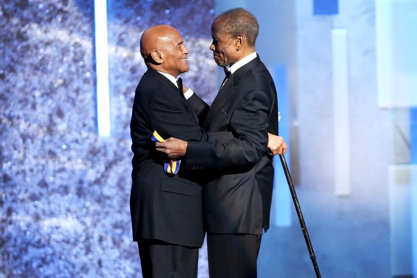 LOS ANGELES, CA - FEBRUARY 01: Sidney Poitier and Harry Belafonte attend the 44th NAACP Image Awards - show held at The Shrine Auditorium on February 1, 2013 in Los Angeles, California. (Photo by Michael Tran/FilmMagic)