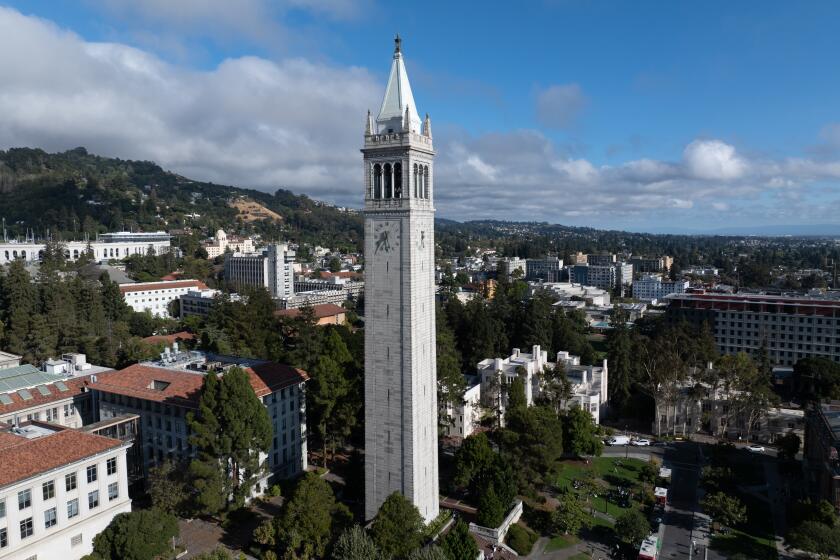 BERKELEY, CALIF. AUGUST 22, 2024 - UC Berkeley Campanile Clock Tower on Thursday, Aug. 22, 2024 in Berkeley, Calif. (Paul Kuroda / For The Times)