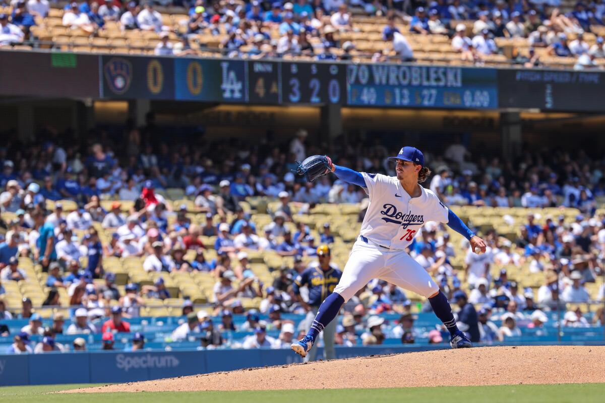 Justin Wrobleski solid in MLB debut as Dodgers lose to Brewers - Los ...