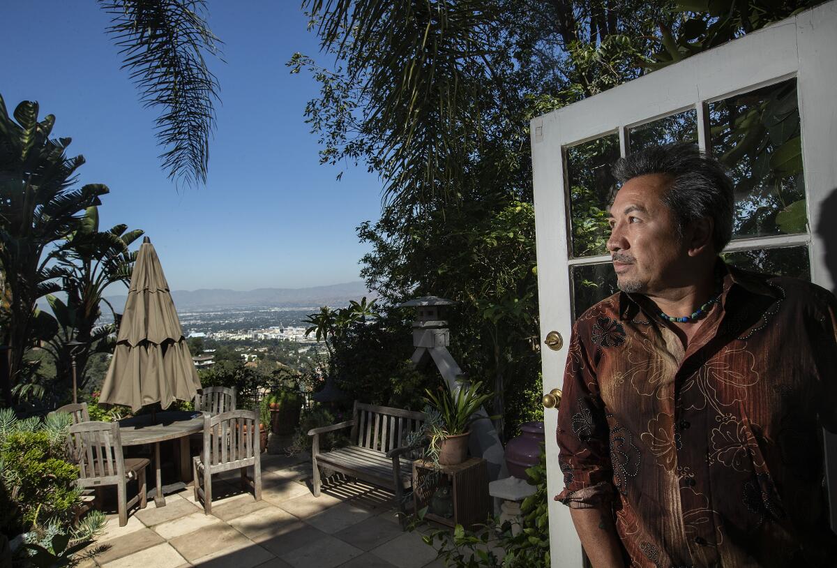 P. J. Lennon at his Hollywood Hills property 