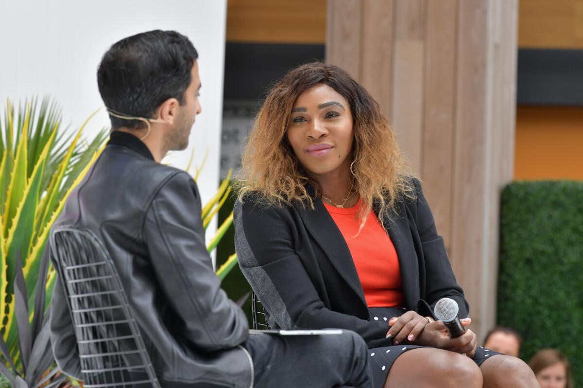 Imran Amed (left) and Serena Williams speak onstage at the BoF West summit at Westfield Century City earlier this year. Special Projects helped arrange the tennis champion's appearance at the event.