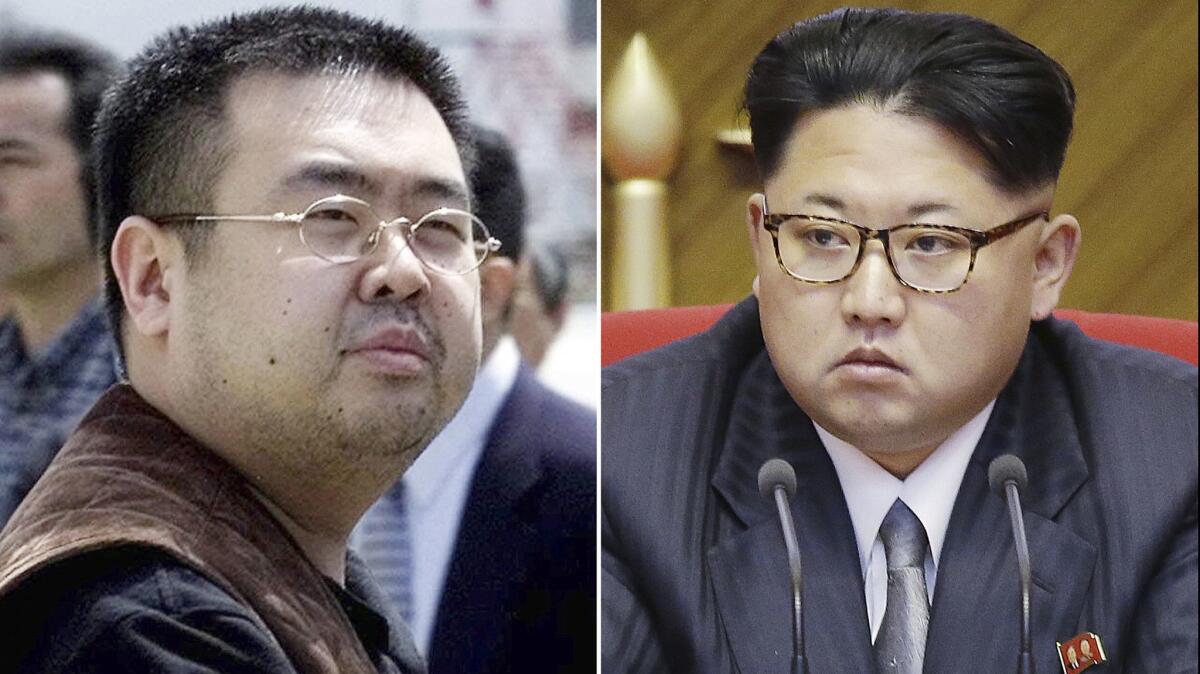 Kim Jong Nam, left, and North Korean leader Kim Jong Un.
