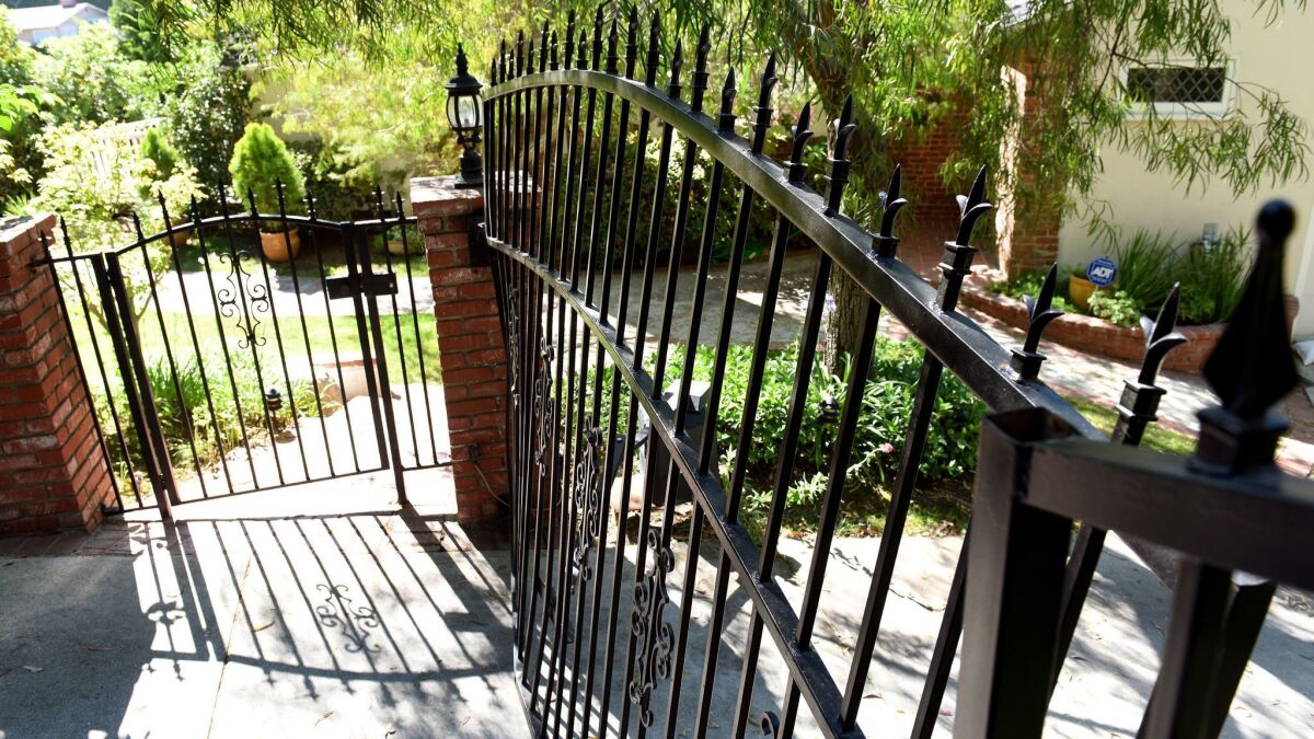 Yelchin died in 2016 after his vehicle rolled down his Studio City driveway and pinned the actor against this gate.