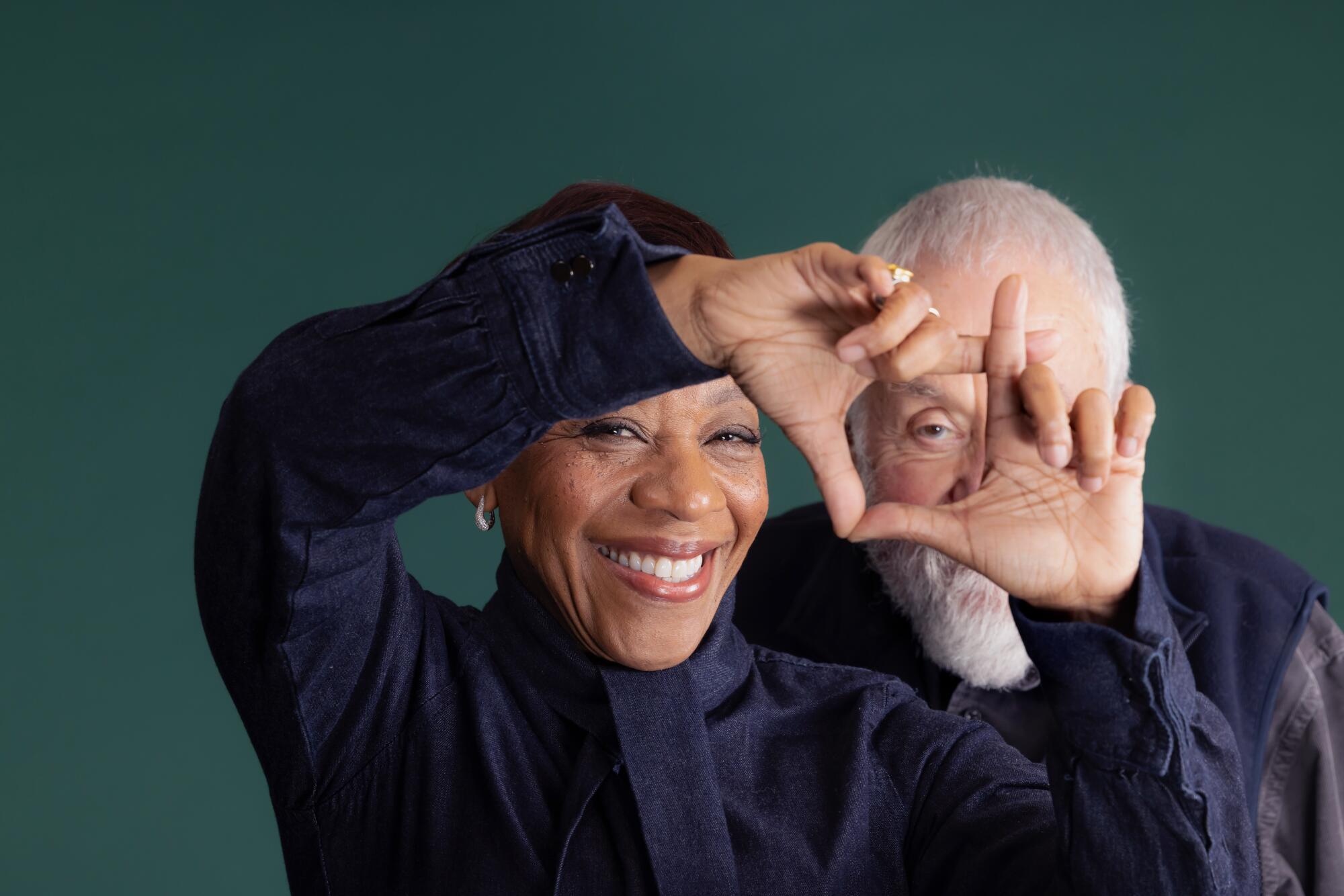 Marianne Jean-Baptiste, left, and Mike Leigh, photographed at Shutter's on the Beach in Santa Monica on January 3, 2025.