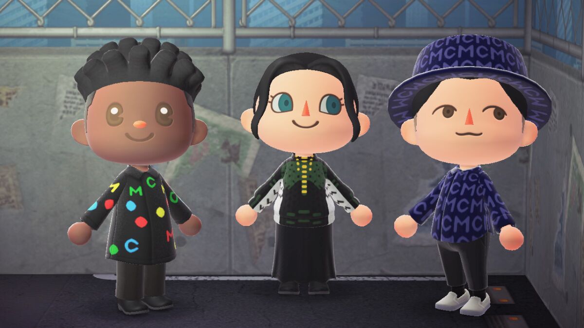 MCM's "Animal Crossing: New Horizons" avatars sport items from its fall and winter 2020 collection.