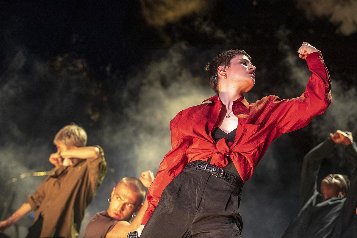 Christine & The Queens on stage at the Coachella Valley Music and Arts Festival (Brian van der Brug / Los Angeles Times)