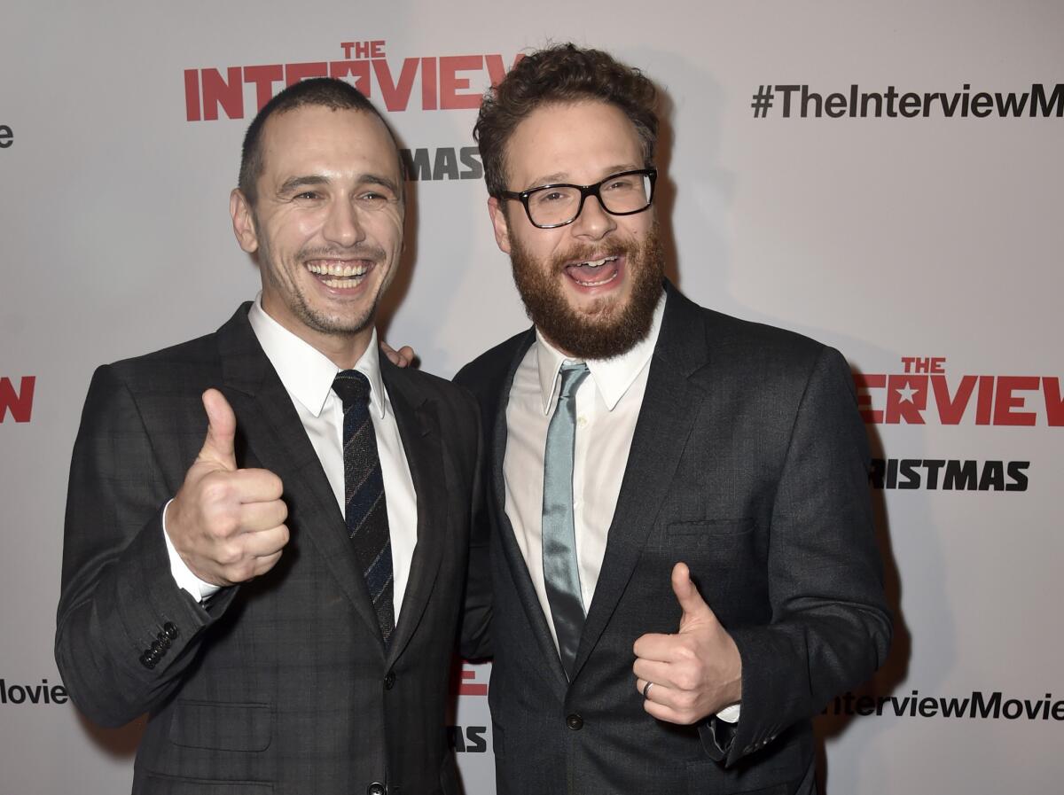 James Franco, left, is getting a bar mitzvah from Seth Rogen to benefit charity.