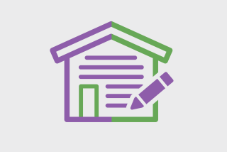 vector illustration of a house with a pencil and document lines