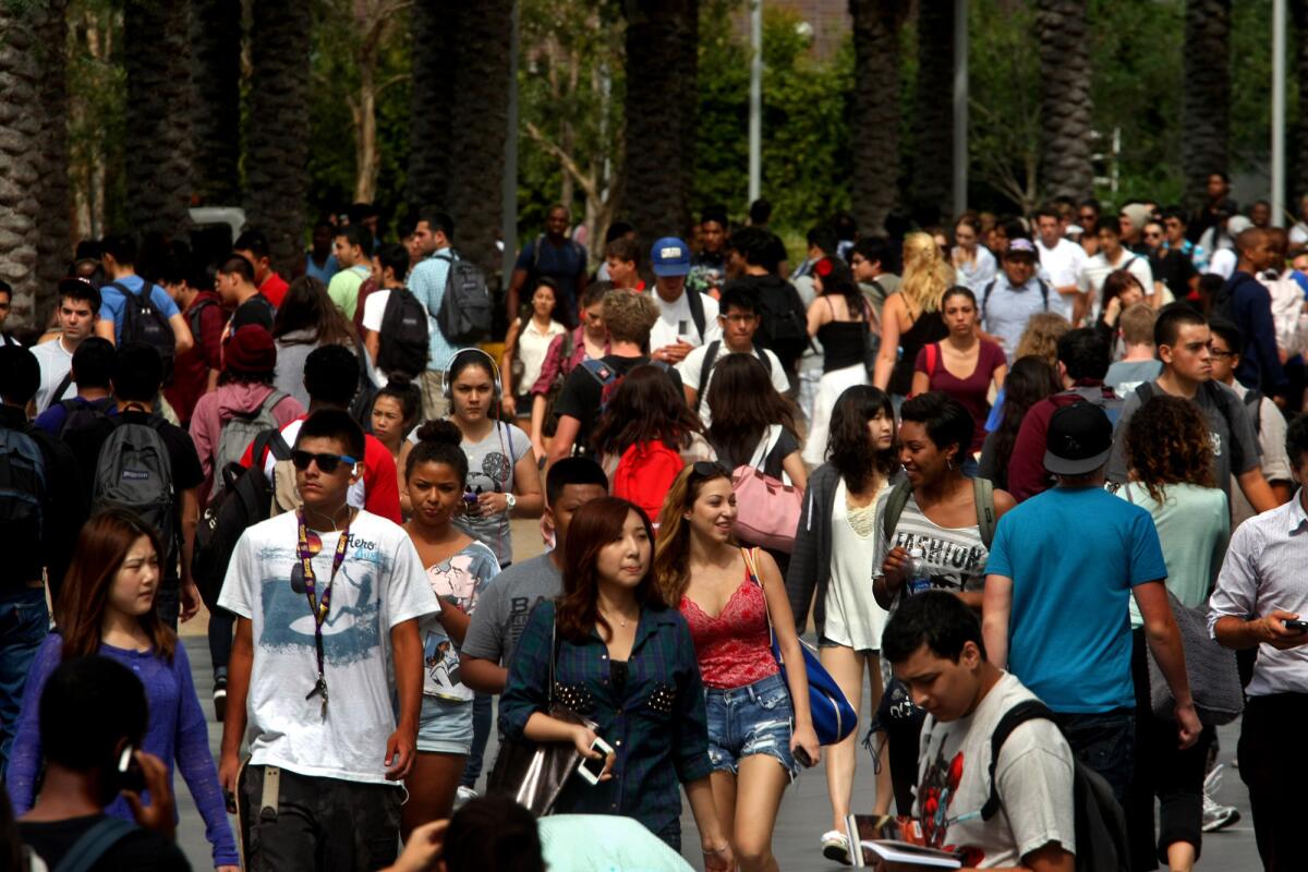 Students at Santa Monica College, which sent the most transfer students of any California community college to UC last year.
