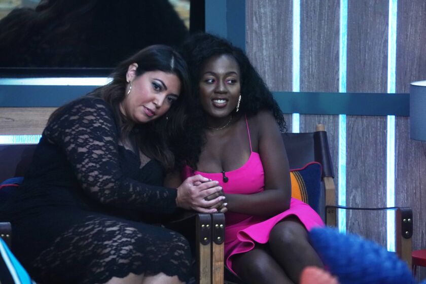 Big Brother contestants Jessica Milagros, r, and Kemi Faknule