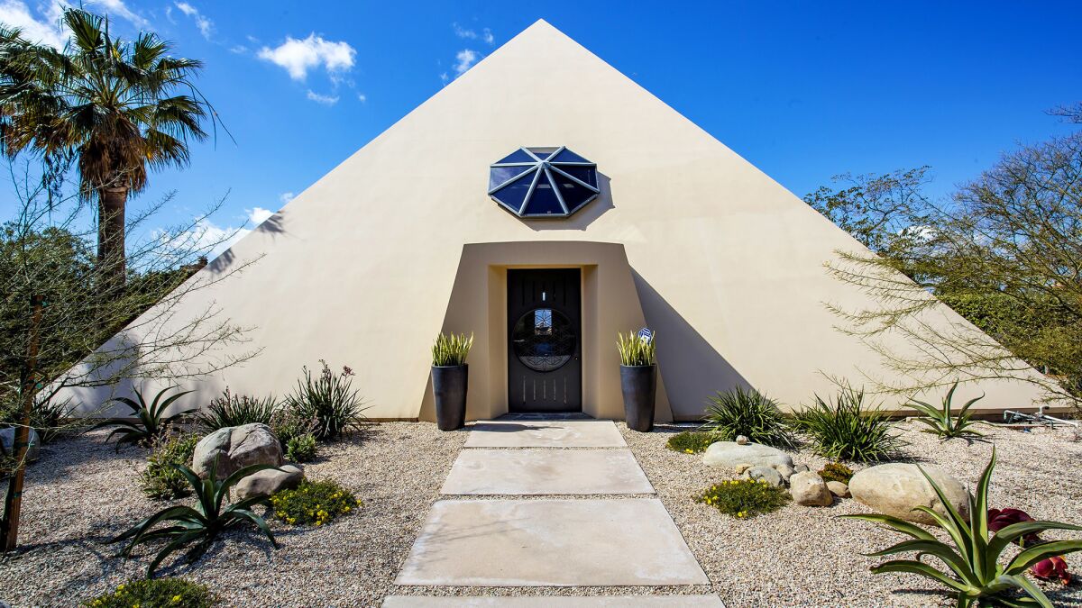 The pyramid-shaped home was custom-built in the 1980s for a pair of astronomy photographers.