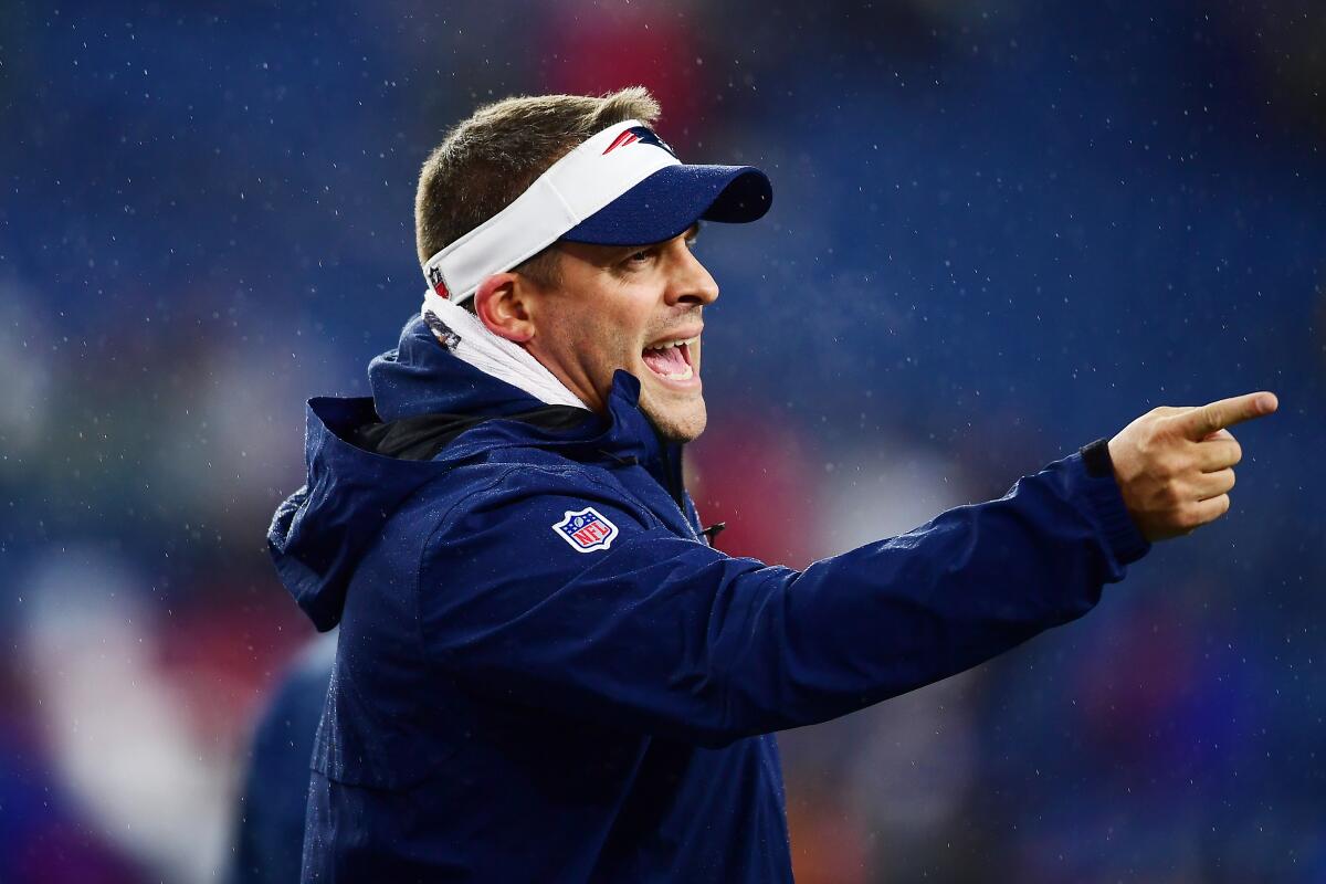 New England Patriots offensive coordinator Josh McDaniels is a candidate for the New England Patriots' head coaching job.