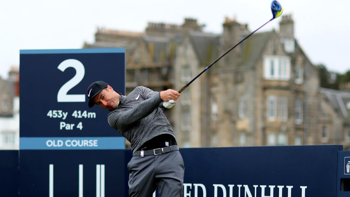 Ross Fisher tees off at No. 2 during the second round of the Alfred Dunhill Links Championship on Friday.