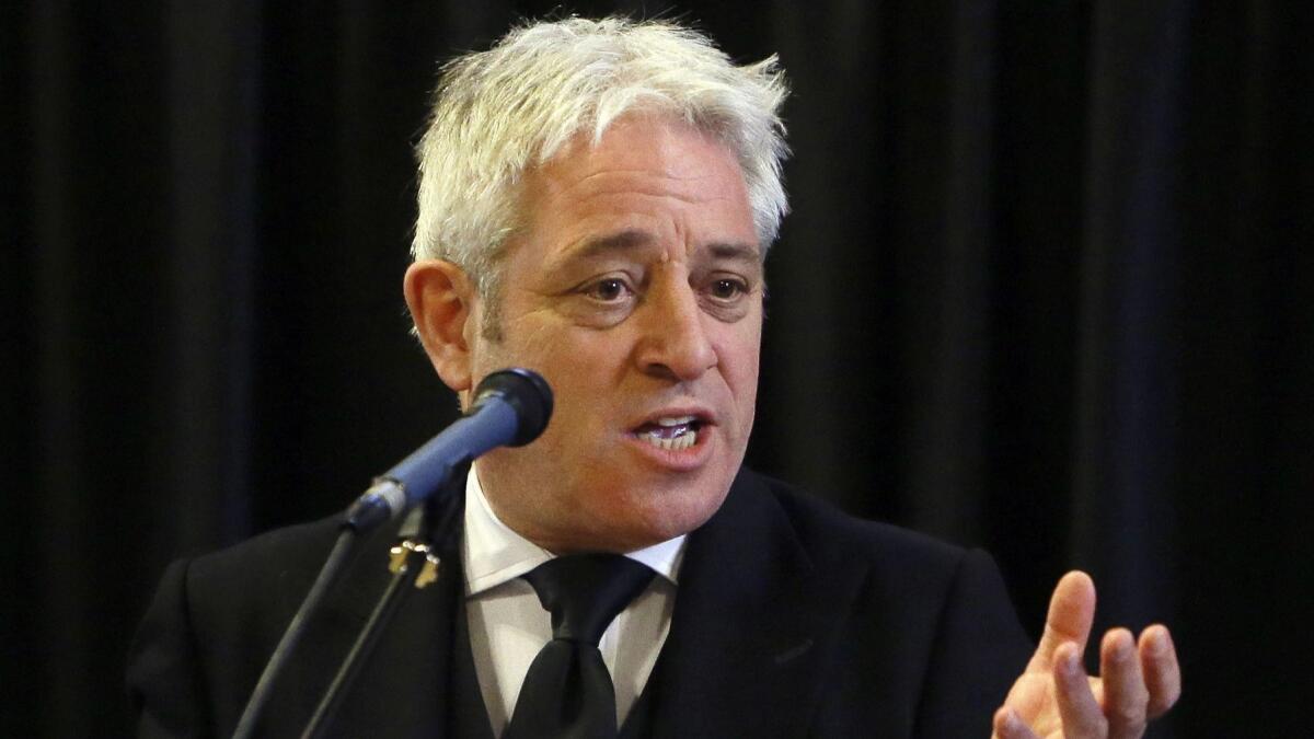 John Bercow, speaker of the House of Commons, said a new motion introduced by Prime Minister Theresa May would have to be "fundamentally different."
