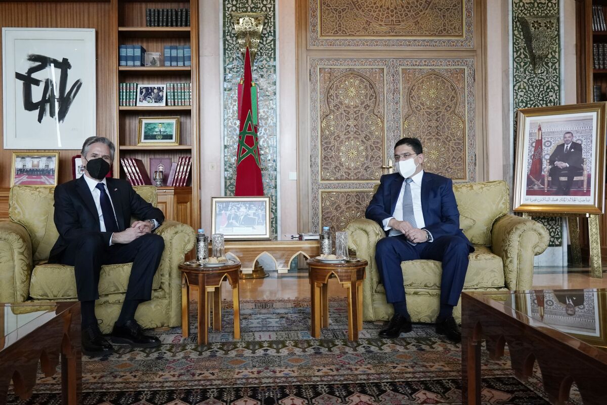 U.S. Secretary of State Antony Blinken with Morocco's Foreign Minister Nasser Bourita 