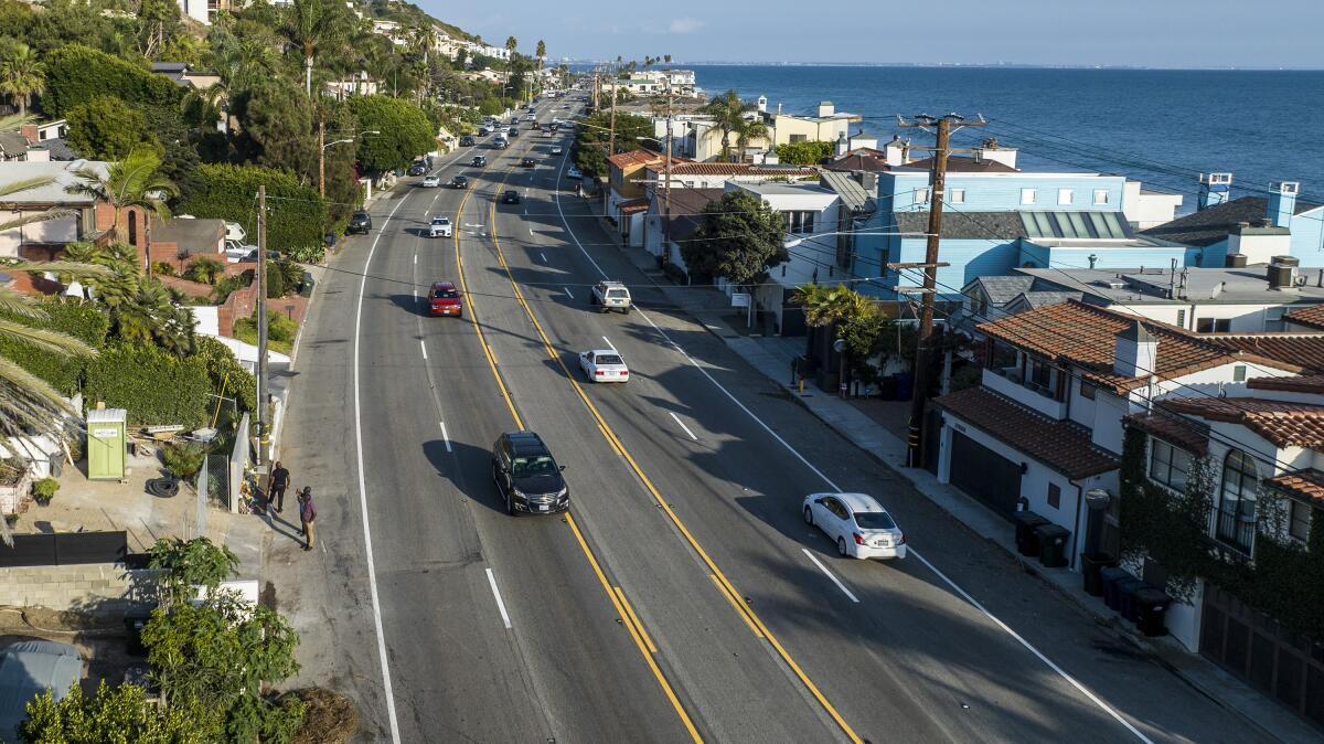 A view looking south near the site where four Pepperdine students were killed by a passing car.