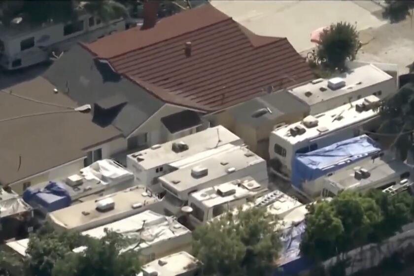 Residents are concerned over an illegal, makeshift RV park behind a Sylmar home, with some saying the unsanitary conditions are posing major safety concerns. The residence is zoned as a single-family home which neighbors said is not meant to accommodate such a large number of people. Located on the 14000 block of Hubbard Street in Sylmar.