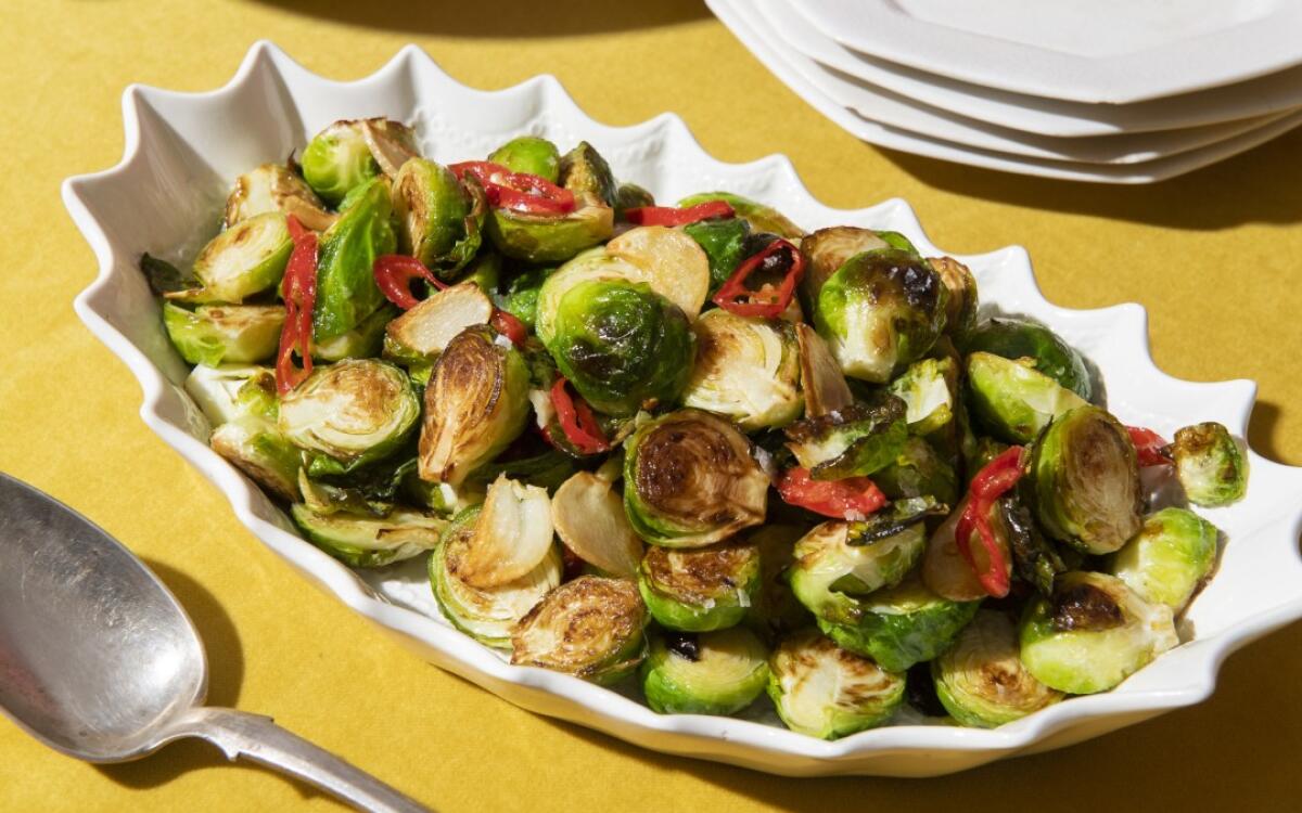 Pan-Seared Brussels Sprouts With Chile-Maple Glaze