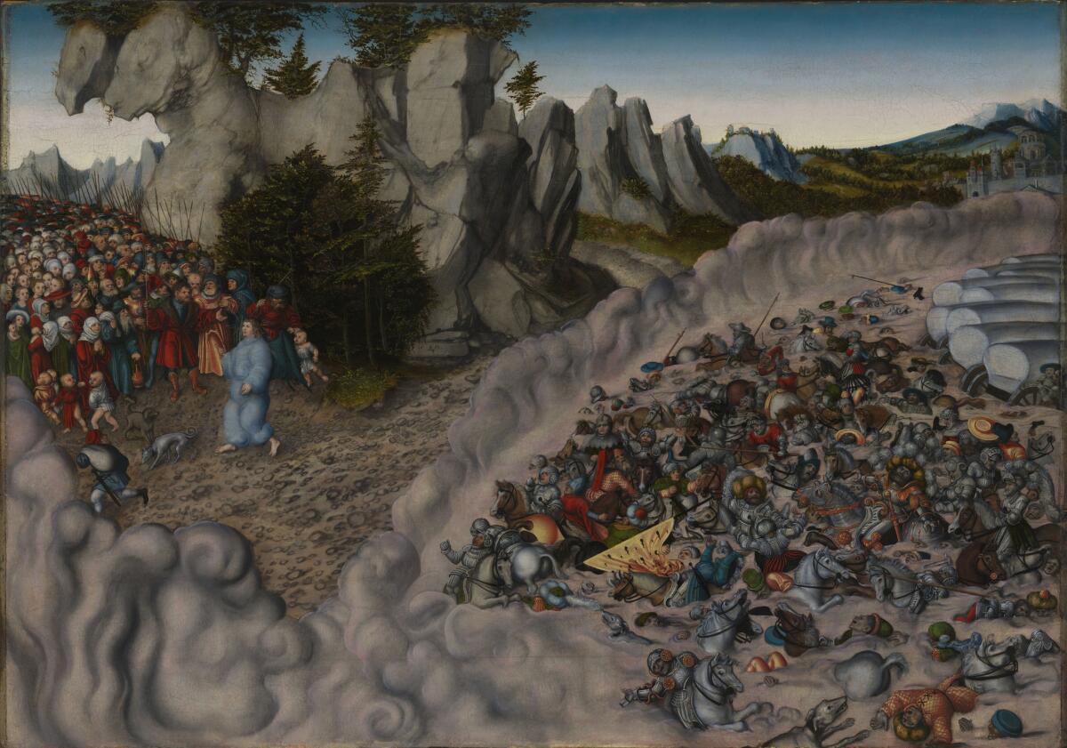 Lucas Cranach the Elder' "The Passage of the Israelites through the Red Sea," 1530. (Bayerische Staatsgemldesammlungen, Munich / Sibylle Forster / Art Resource)
