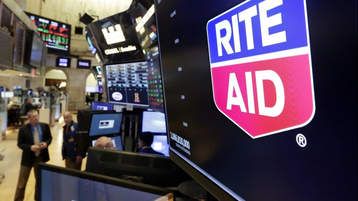 The Rite Aid logo on a monitor at the New York Stock Exchange on Thursday. Rite Aid and the grocer Albertsons called off an agreement to become a single company with the deal facing shaky prospects in a shareholder vote.