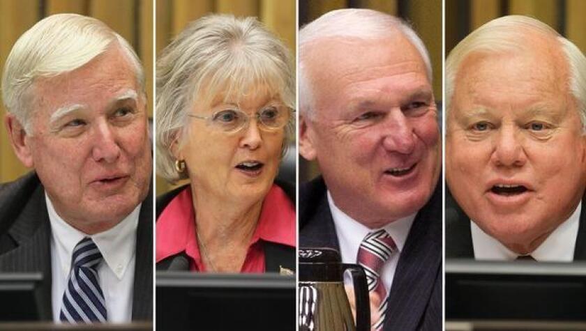 From left, San Diego County Supervisors Greg Cox, Dianne Jacob, Ron Roberts and Bill Horn.