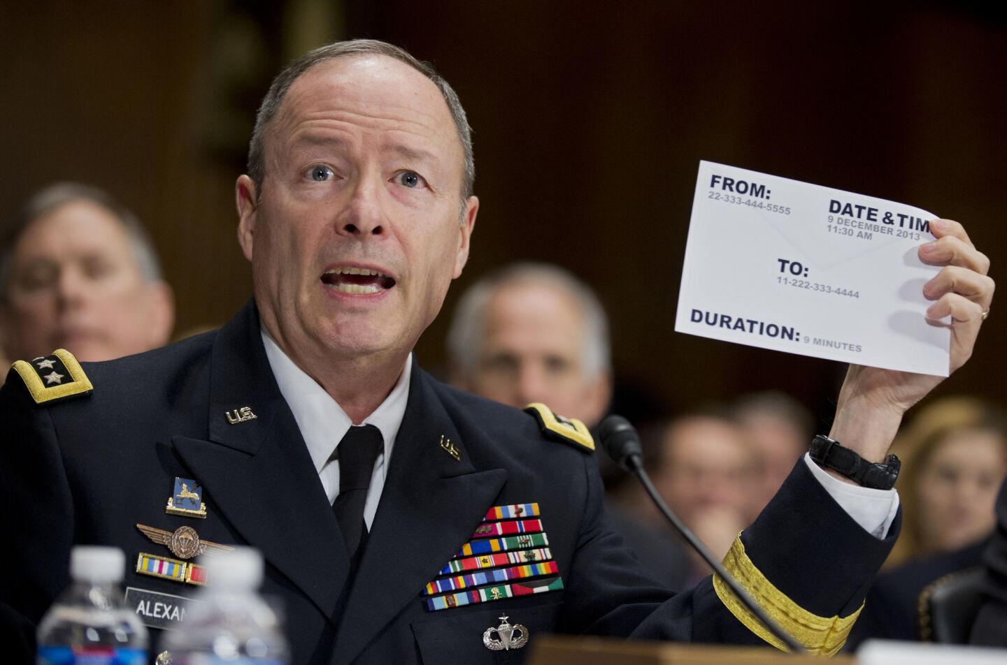 National Security Agency Director Gen. Keith Alexander testifies on Capitol Hill.