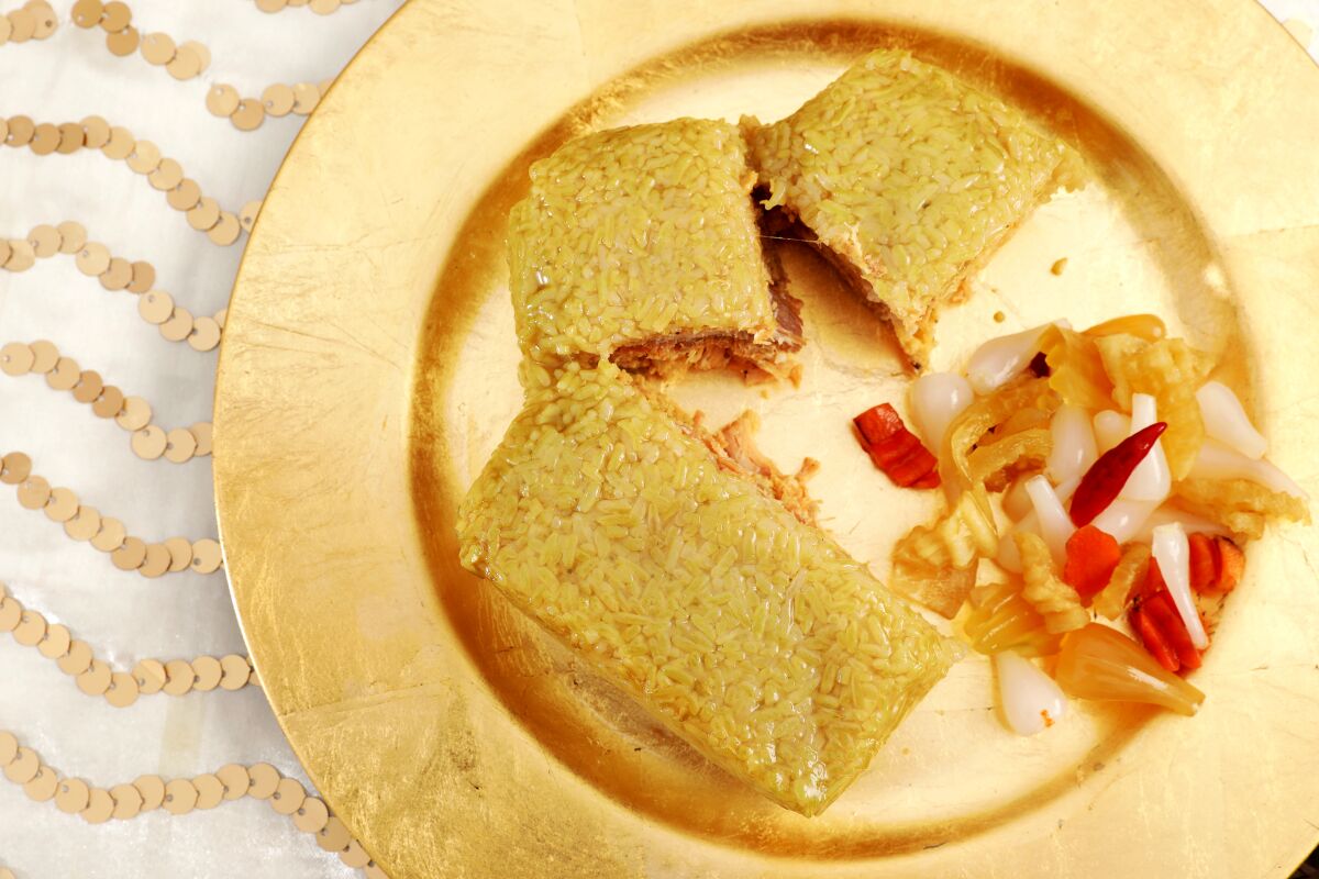 A dish of Banh Chung-a delicacy for the Lunar New Year.