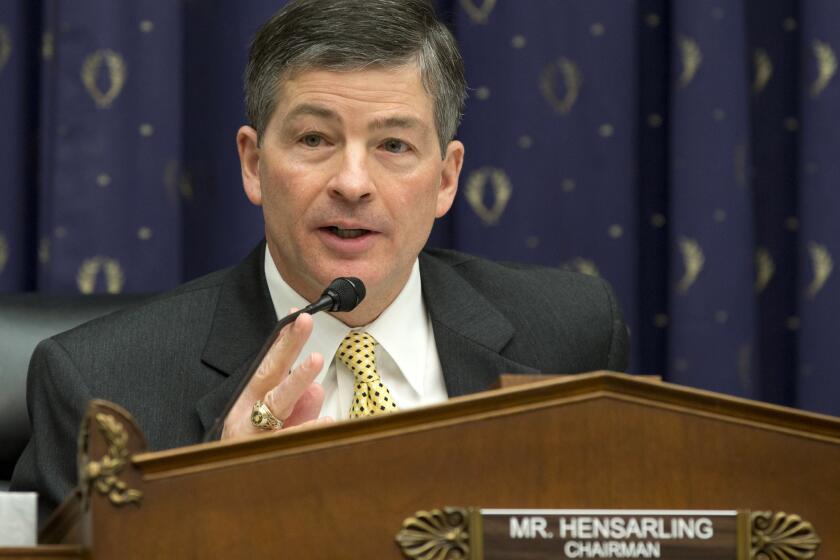 House Financial Service Committee Chairman Rep. Jeb Hensarling (R-Texas) speaks on Capitol Hill in Washington in 2013.