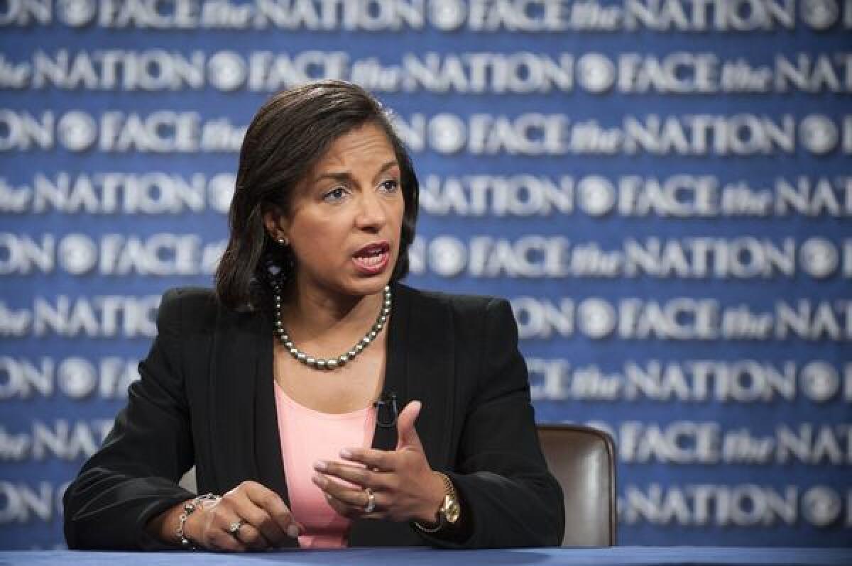 Susan Rice, Ambassador to the U.N. appears on CBS's "Face The Nation" in Washington, D.C. She commented on the attacks in Benghazi and other activity in the middle east.