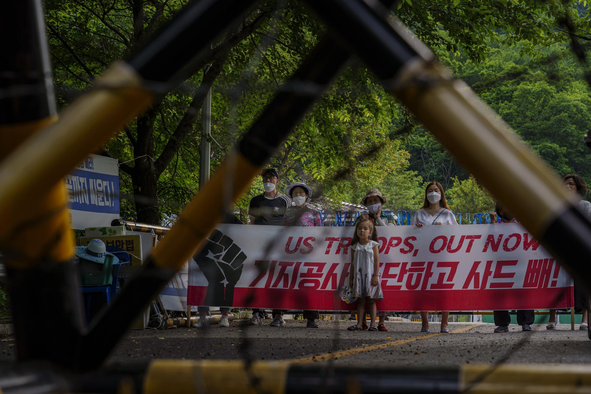 Local residents hold their daily protest outside the Terminal High Altitude Area Defense (THAAD) base.