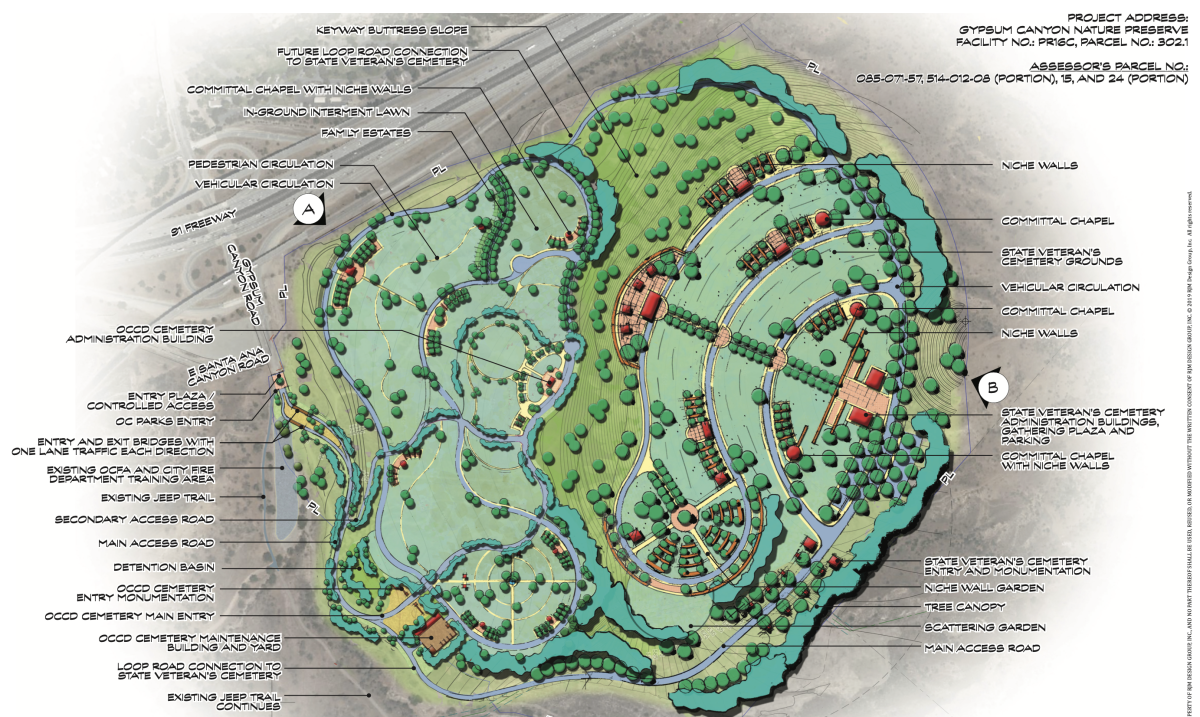 A rendering of a veteran cemetery in Anaheim Hills.