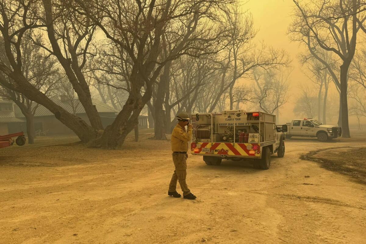 Firefighters respond to a fire in the Texas Panhandle.