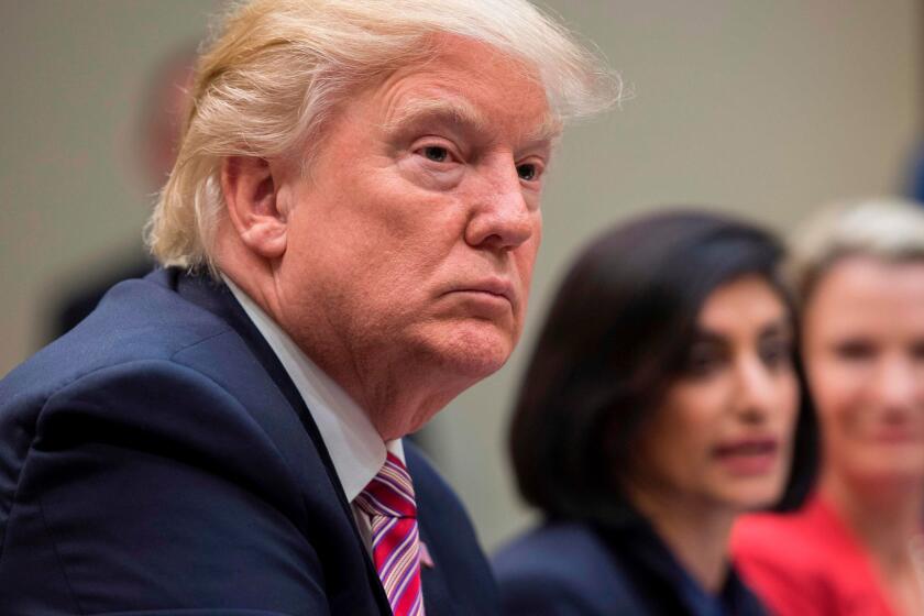 President Donald Trump speaks during the Women in Healthcare panel at the White House.