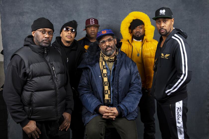 PARK CITY, UTAH -- JANUARY 29, 2019 -- Wu-Tang Clan members Masta Killa, U-God and Cappadonna, director Sacha Jenkins, and Wu-Tang Clan members Ghostface and RZA, from the television series, "Wu-Tang Clan: Of Mics and Men," photographed at the L.A. Times Photo and Video Studio at the 2019 Sundance Film Festival, in Park City, Utah, United States on Tuesday, Jan. 29, 2019 (Jay L. Clenenin / Los Angeles Times)