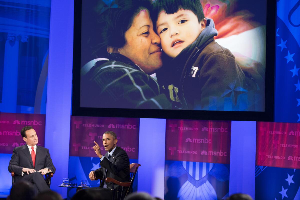 President Obama speaks at a town hall meeting on immigration at Florida International University in Miami on Feb. 25.