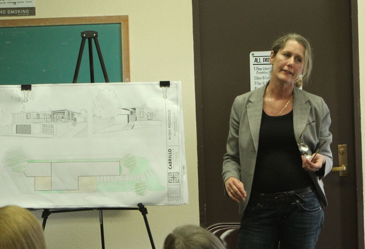 Architect Paige Koopman traveled all the way from New Zealand to make her presentation on behalf of artist Jeff Robin.