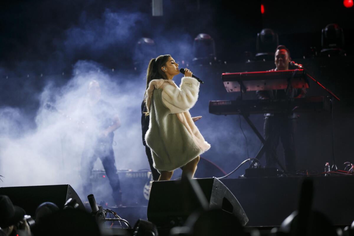 Ariana Grande performing at Wango Tango in 2016.