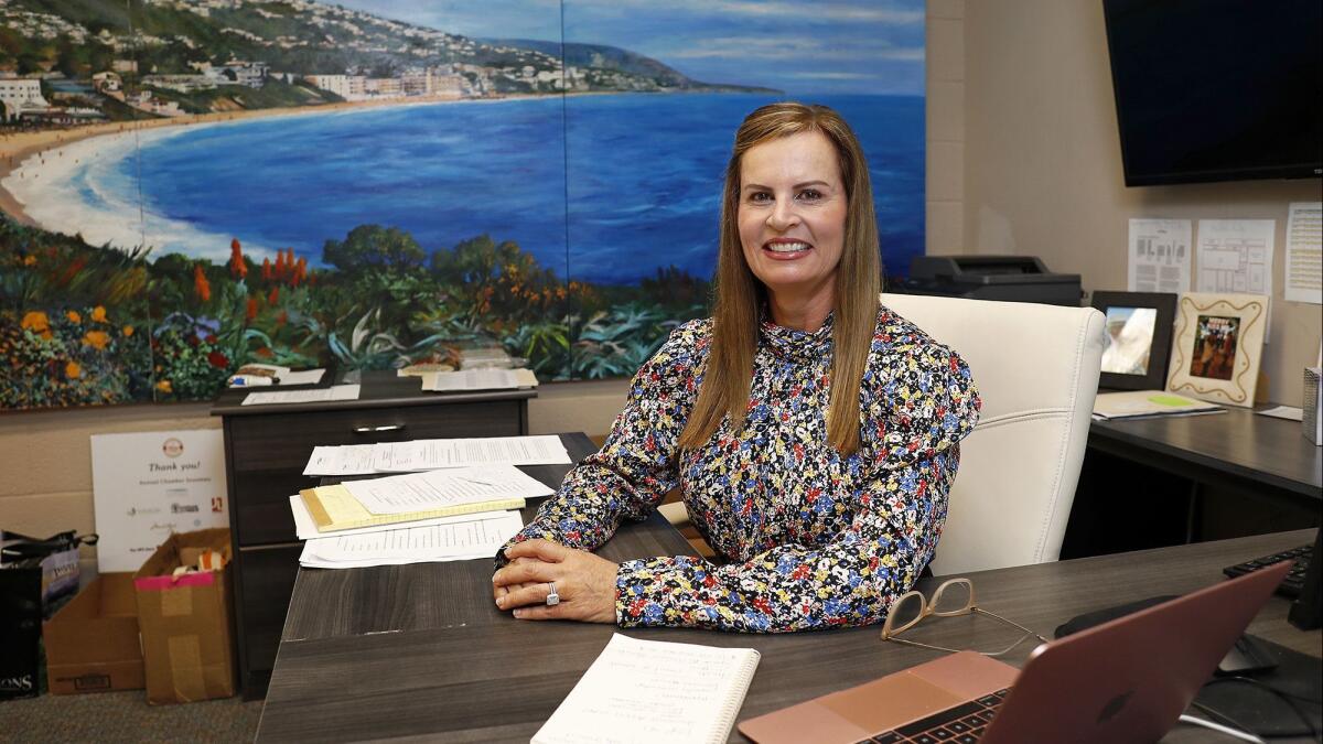 Paula Hornbuckle-Arnold, new executive director of the Laguna Beach Chamber of Commerce, says she wants to see improved maintenance of downtown buildings and a conditional use permit process that attracts more businesses.