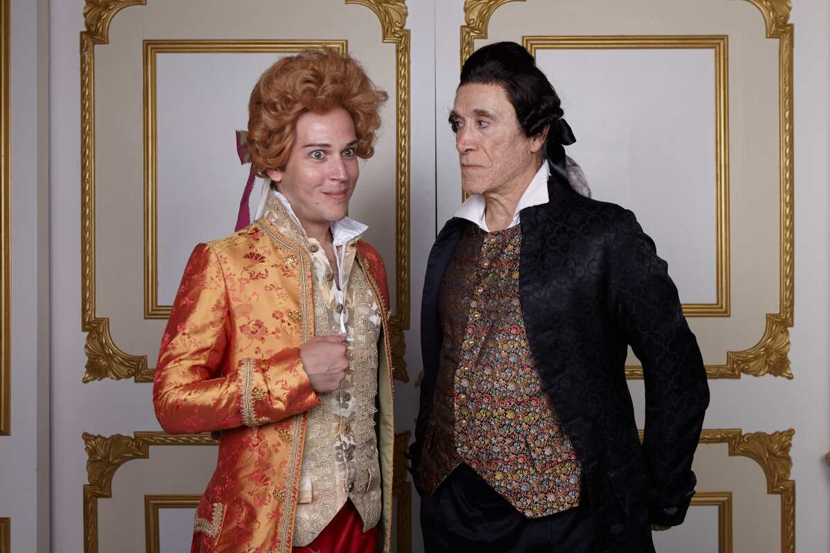 Rafael Goldstein is Mozart and Tony Amendola is Salieri in North Coast Rep's season-opening production "Amadeus."