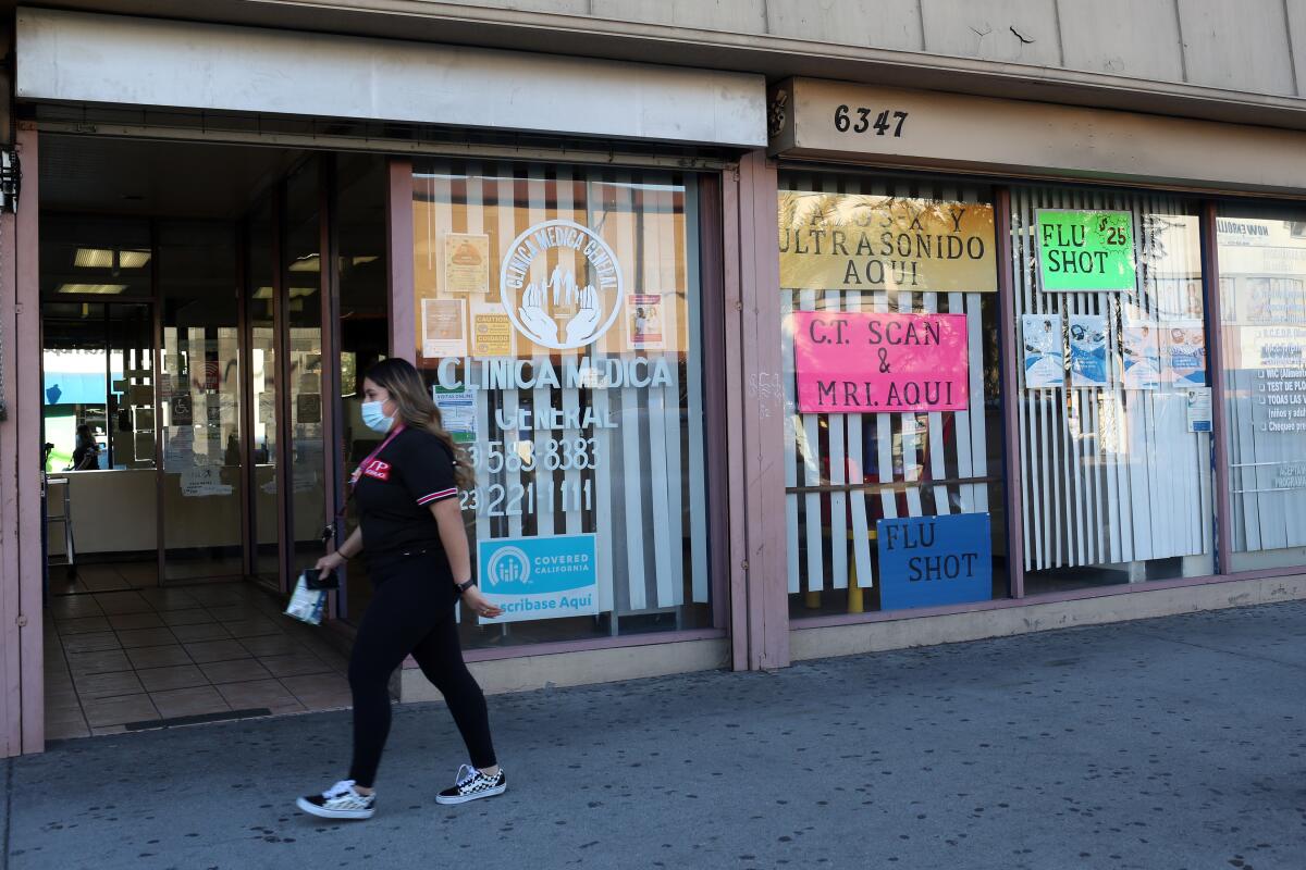 A clinic offers flu shots on Pacific Boulevard in Huntington Park.