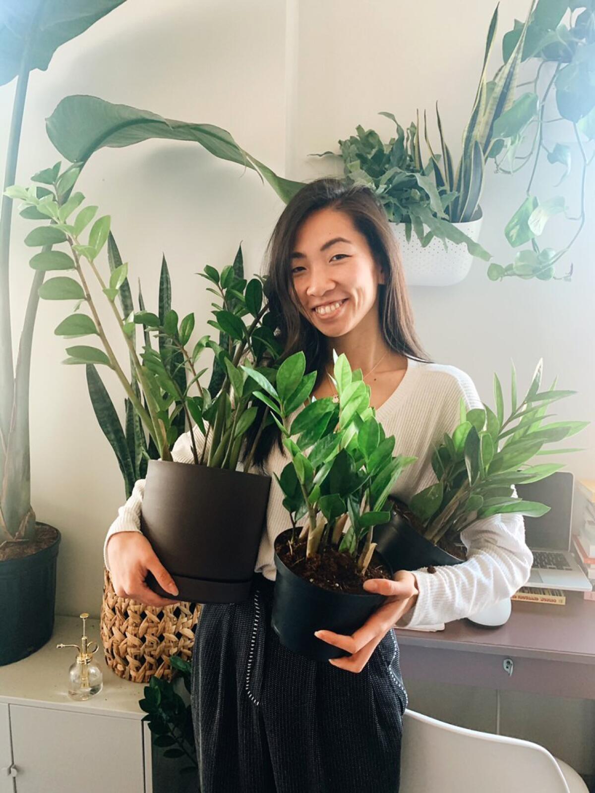 Reader Dee Liang with plants